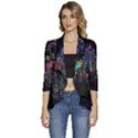 Grunge Paint Splatter Splash Ink Women s 3/4 Sleeve Ruffle Edge Open Front Jacket View1