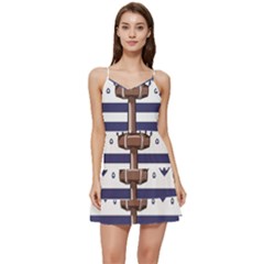 Anchor Background Design Short Frill Dress by Salman4z