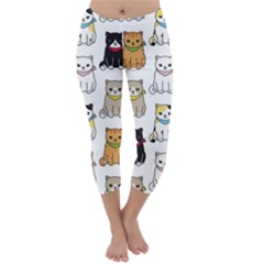 Cat Kitten Seamless Pattern Capri Winter Leggings  by Salman4z