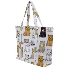 Cat Kitten Seamless Pattern Zip Up Canvas Bag by Salman4z