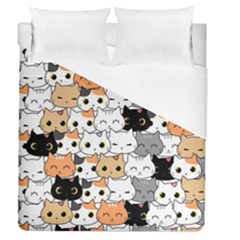 Cute-cat-kitten-cartoon-doodle-seamless-pattern Duvet Cover (queen Size) by Salman4z