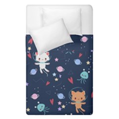 Cute-astronaut-cat-with-star-galaxy-elements-seamless-pattern Duvet Cover Double Side (single Size) by Salman4z