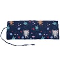 Cute-astronaut-cat-with-star-galaxy-elements-seamless-pattern Roll Up Canvas Pencil Holder (S) View1
