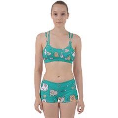 Seamless-pattern-cute-cat-cartoon-with-hand-drawn-style Perfect Fit Gym Set by Salman4z
