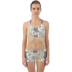 Funny Cartoon Cats Seamless Pattern Back Web Gym Set by Salman4z