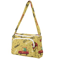Childish-seamless-pattern-with-dino-driver Front Pocket Crossbody Bag by Salman4z