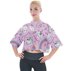Beautiful-cute-animals-pattern-pink Mock Neck Tee by Salman4z