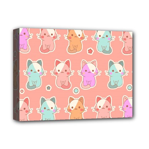 Cute-kawaii-kittens-seamless-pattern Deluxe Canvas 16  X 12  (stretched)  by Salman4z