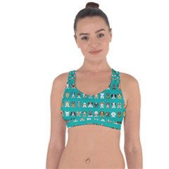 Different-type-vector-cartoon-dog-faces Cross String Back Sports Bra by Salman4z