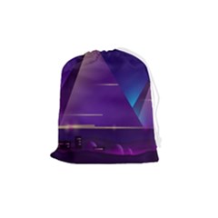 Egyptian-pyramids-night-landscape-cartoon Drawstring Pouch (medium) by Salman4z