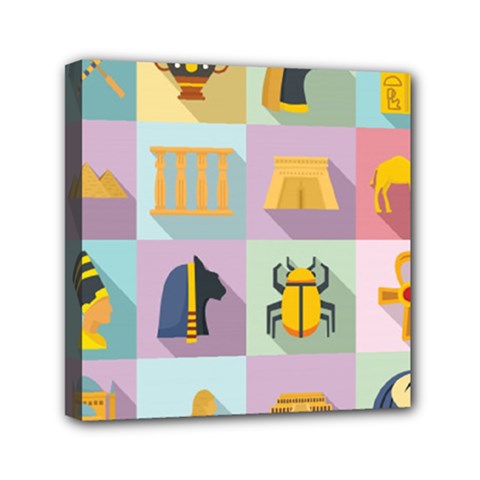 Egypt-icons-set-flat-style Mini Canvas 6  X 6  (stretched) by Salman4z
