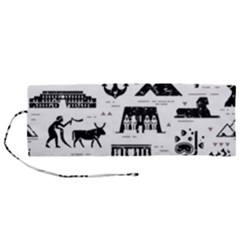 Dark-seamless-pattern-symbols-landmarks-signs-egypt --- Roll Up Canvas Pencil Holder (m) by Salman4z