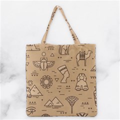 Egyptian-seamless-pattern-symbols-landmarks-signs-egypt Grocery Tote Bag by Salman4z