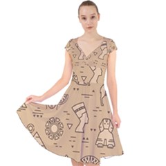 Egyptian-seamless-pattern-symbols-landmarks-signs-egypt Cap Sleeve Front Wrap Midi Dress by Salman4z