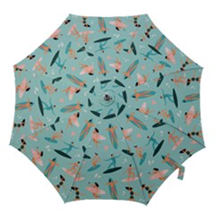 Beach-surfing-surfers-with-surfboards-surfer-rides-wave-summer-outdoors-surfboards-seamless-pattern- Hook Handle Umbrellas (large) by Salman4z