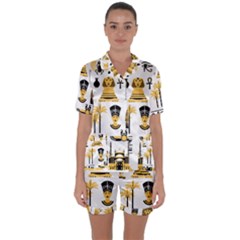 Egypt-symbols-decorative-icons-set Satin Short Sleeve Pajamas Set by Salman4z