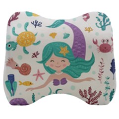 Set-cute-mermaid-seaweeds-marine-inhabitants Velour Head Support Cushion by Salman4z