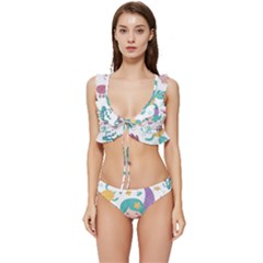 Set-cute-mermaid-seaweeds-marine-inhabitants Low Cut Ruffle Edge Bikini Set by Salman4z