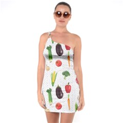 Vegetable One Shoulder Ring Trim Bodycon Dress by SychEva