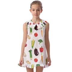 Vegetable Kids  Pilgrim Collar Ruffle Hem Dress by SychEva