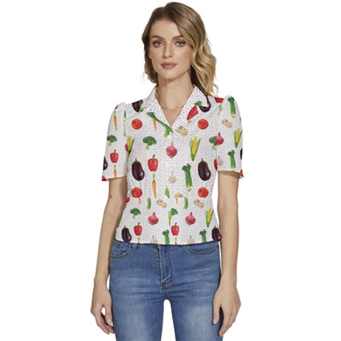 Vegetable Puffed Short Sleeve Button Up Jacket by SychEva