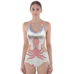 Underwater-seamless-pattern-light-background-funny Cut-out One Piece Swimsuit by Salman4z
