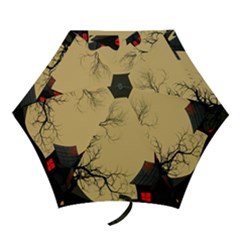 Halloween Moon Haunted House Full Moon Dead Tree Mini Folding Umbrellas by Ravend