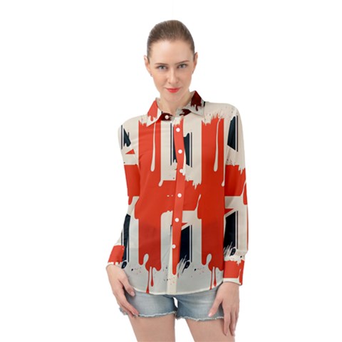 Union Jack England Uk United Kingdom London Long Sleeve Chiffon Shirt by Ravend