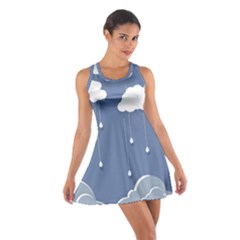 Clouds Rain Paper Raindrops Weather Sky Raining Cotton Racerback Dress by Ravend