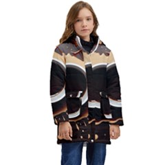 Coffee Cafe Espresso Drink Beverage Kids  Hooded Longline Puffer Jacket by Ravend
