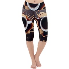 Coffee Cafe Espresso Drink Beverage Lightweight Velour Cropped Yoga Leggings by Ravend