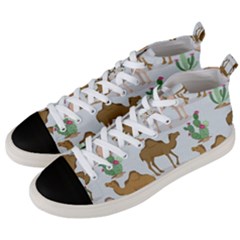 Camels-cactus-desert-pattern Men s Mid-top Canvas Sneakers by Salman4z