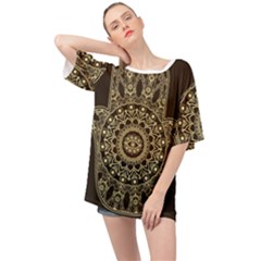 Hamsa-hand-drawn-symbol-with-flower-decorative-pattern Oversized Chiffon Top by Salman4z