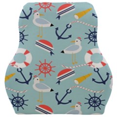 Nautical-marine-symbols-seamless-pattern Car Seat Velour Cushion  by Salman4z