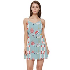 Nautical-marine-symbols-seamless-pattern Short Frill Dress by Salman4z