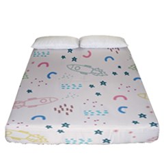 Spaceship Pattern Star Fitted Sheet (california King Size) by danenraven