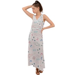 Spaceship Pattern Star V-neck Chiffon Maxi Dress by danenraven