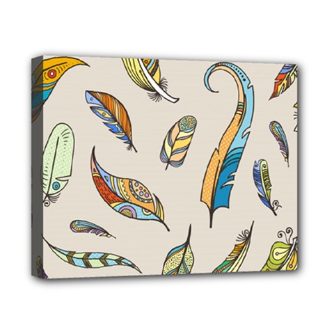 Vector-boho-doodle-feathers-seamless-pattern-illustration Canvas 10  X 8  (stretched) by Salman4z