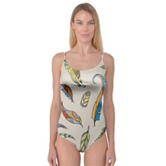 Vector-boho-doodle-feathers-seamless-pattern-illustration Camisole Leotard  by Salman4z