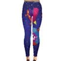 Cartoon-funny-aliens-with-ufo-duck-starry-sky-set Inside Out Leggings View2