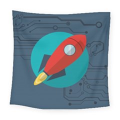 Rocket-with-science-related-icons-image Square Tapestry (large) by Salman4z