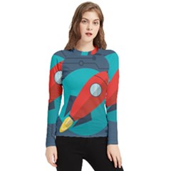 Rocket-with-science-related-icons-image Women s Long Sleeve Rash Guard by Salman4z