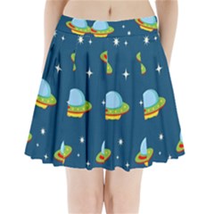 Seamless-pattern-ufo-with-star-space-galaxy-background Pleated Mini Skirt by Salman4z