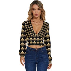 Golden Chess Board Background Long Sleeve Deep-v Velour Top by pakminggu