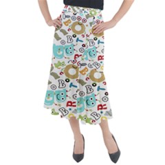 Seamless-pattern-vector-with-funny-robots-cartoon Midi Mermaid Skirt by Salman4z