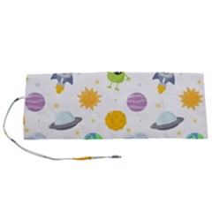 Seamless-pattern-cartoon-space-planets-isolated-white-background Roll Up Canvas Pencil Holder (s) by Salman4z