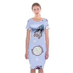 Seamless-pattern-with-space-theme Classic Short Sleeve Midi Dress by Salman4z
