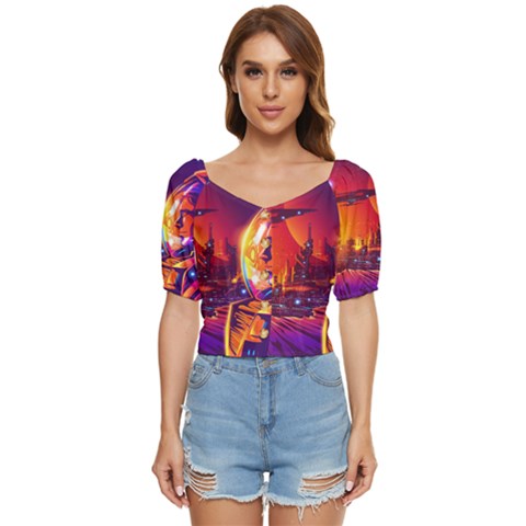 Far-future-human-colonization Button Up Blouse by Salman4z