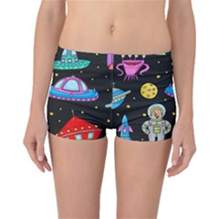Seamless-pattern-with-space-objects-ufo-rockets-aliens-hand-drawn-elements-space Boyleg Bikini Bottoms by Salman4z
