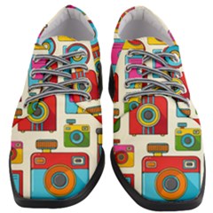 Retro-cameras-audio-cassettes-hand-drawn-pop-art-style-seamless-pattern Women Heeled Oxford Shoes by Salman4z
